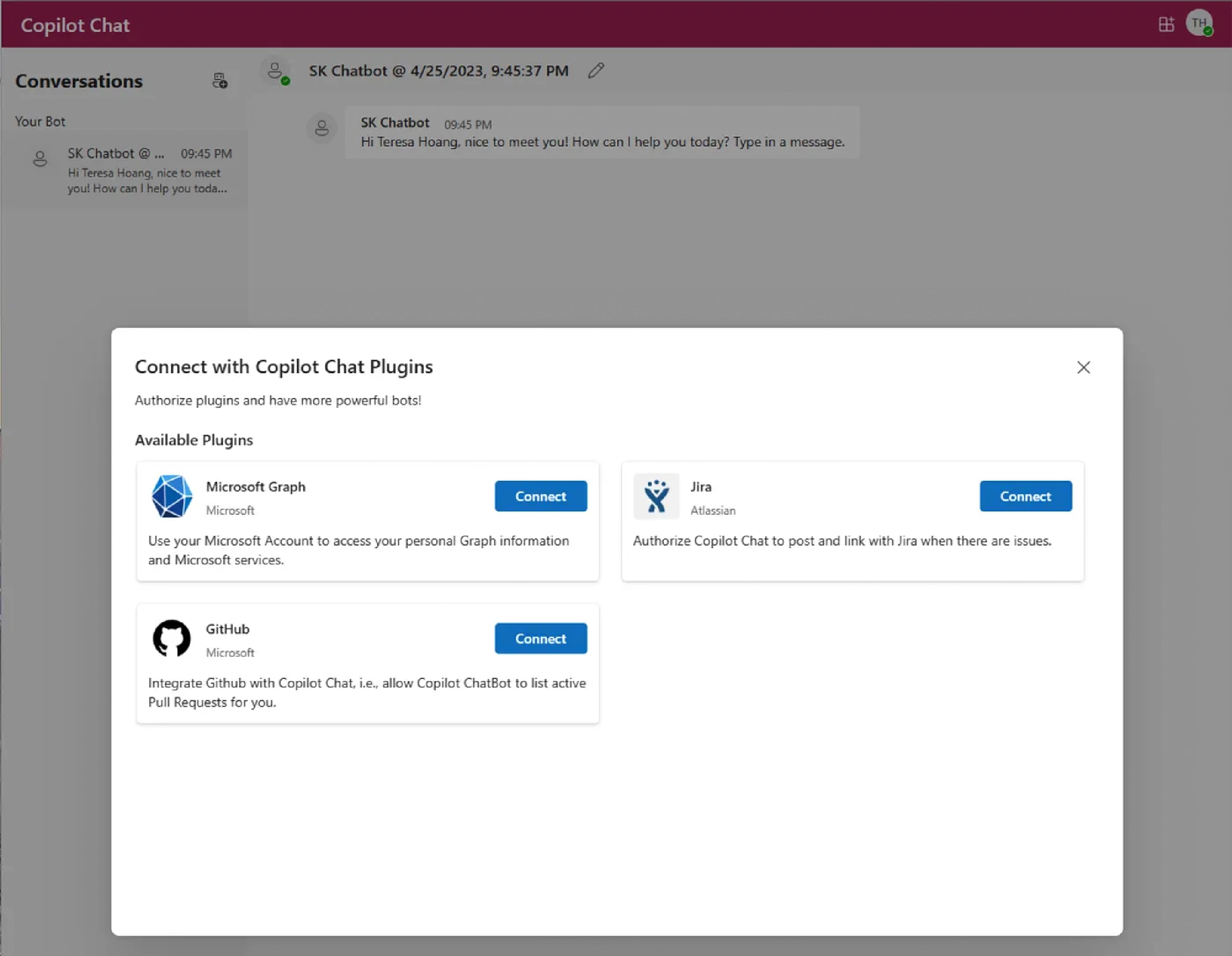 Semantic Kernel chat interface example
