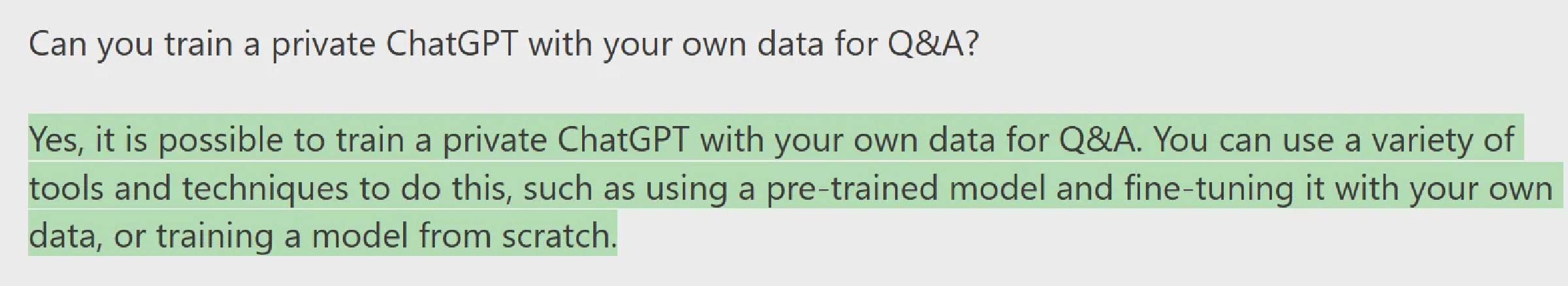 Illustration of a person training a private ChatGPT model on their own data, representing the concept of customizing AI for Q&A tasks.